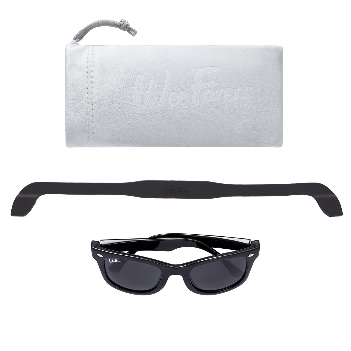Original WeeFarers Baby Sunglasses Black Pouch and Strap