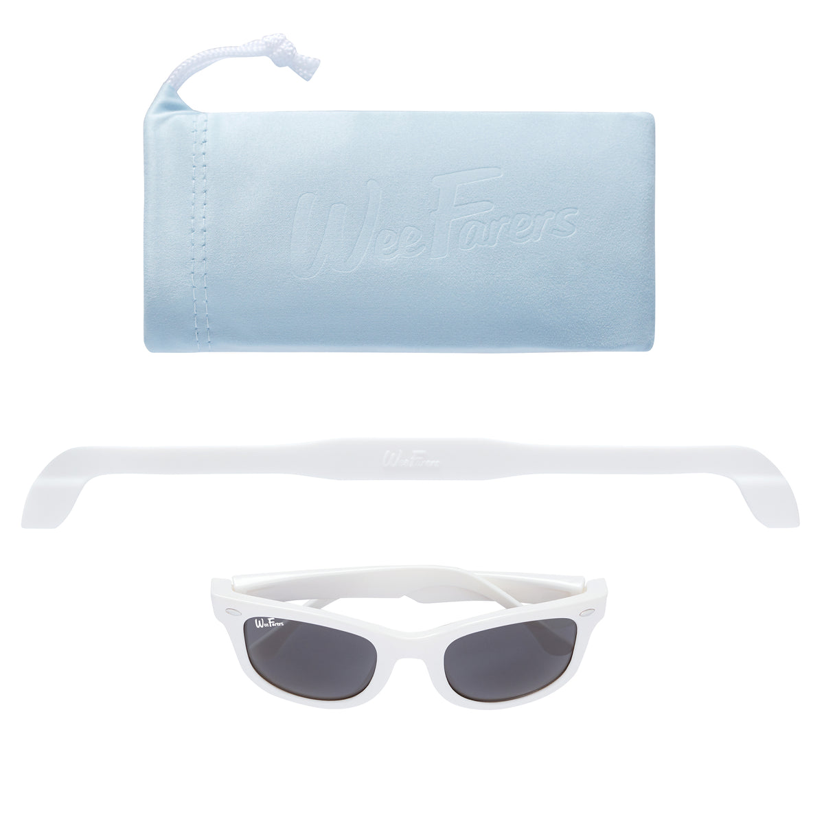 Original WeeFarers Baby Sunglasses White Pouch Strap