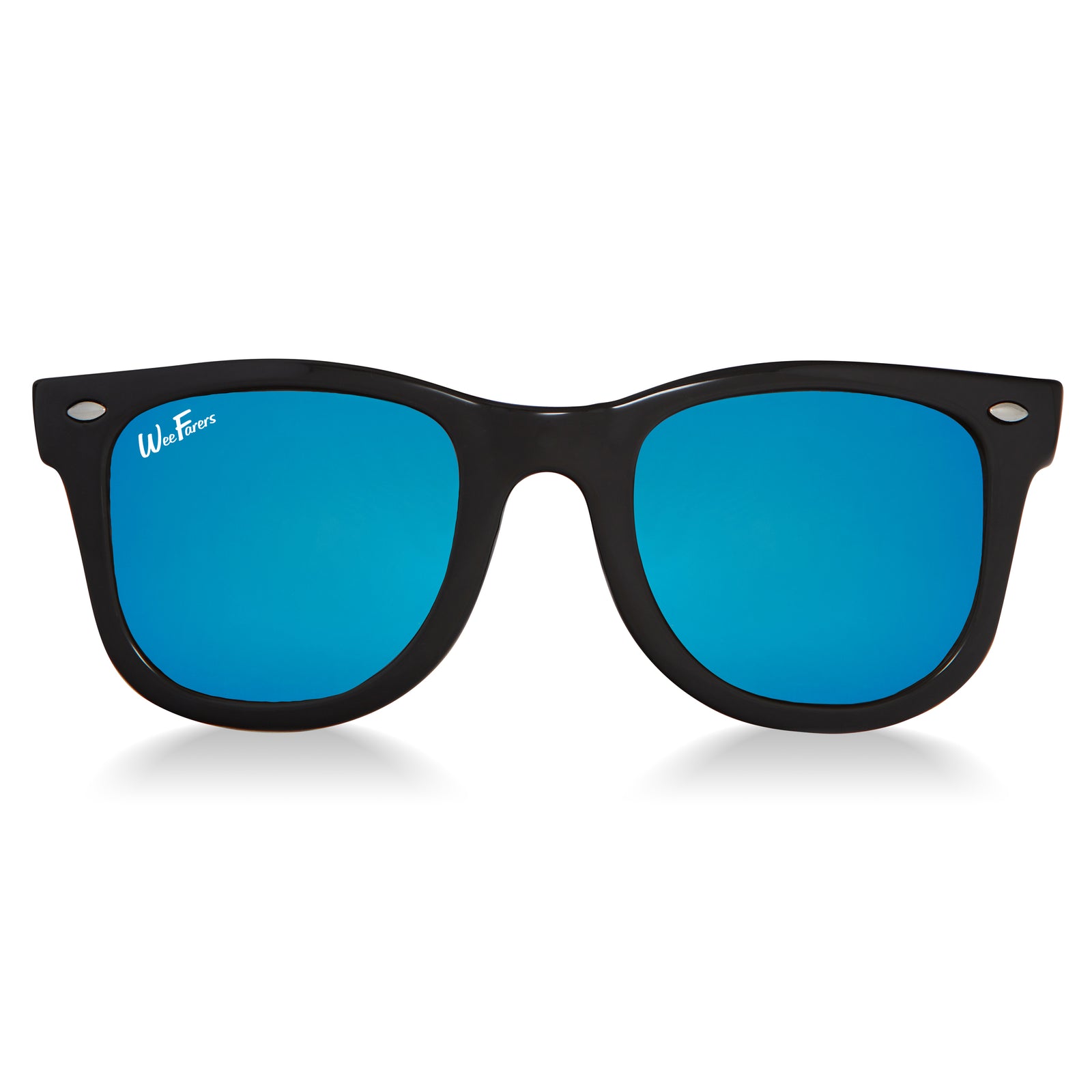 Polarized WeeFarers Baby Sunglasses Black and Ocean Blue front