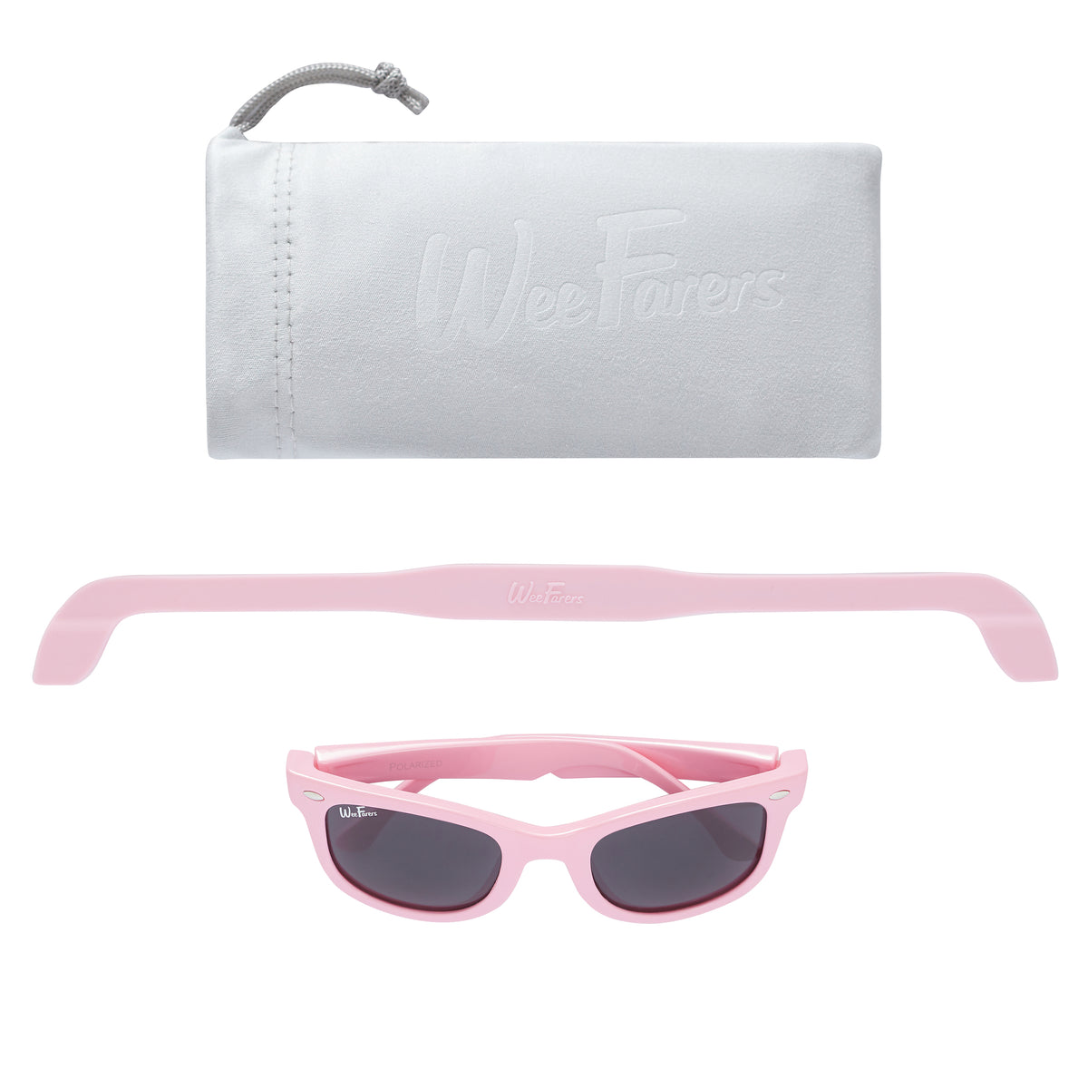 Polarized WeeFarers Baby Sunglasses Pink Strap Pouch