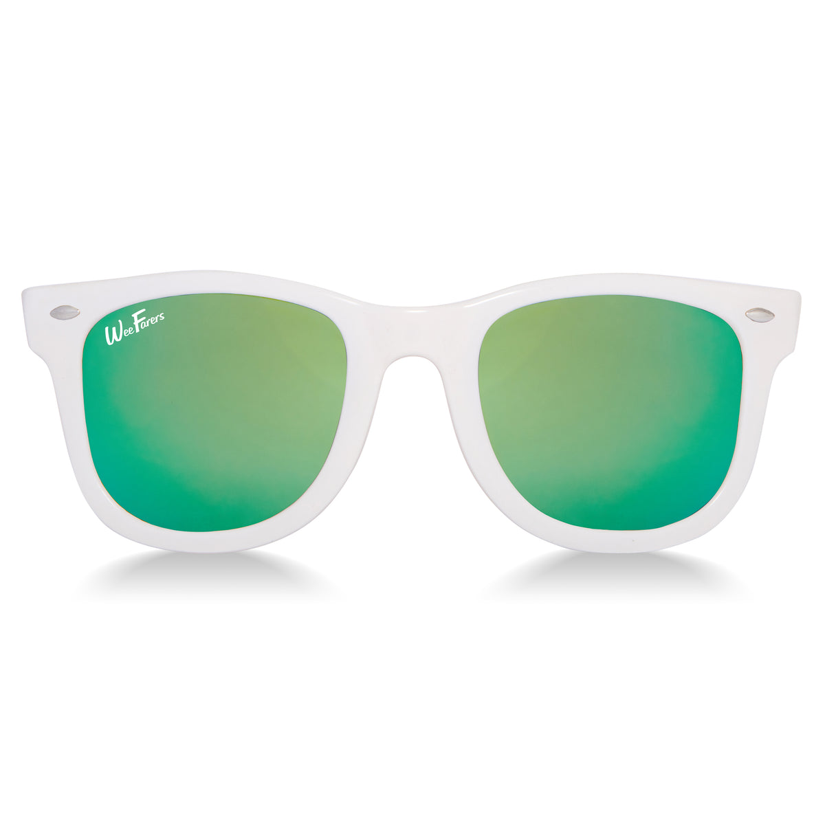 Polarized WeeFarers Baby Sunglasses White and Sea Green front