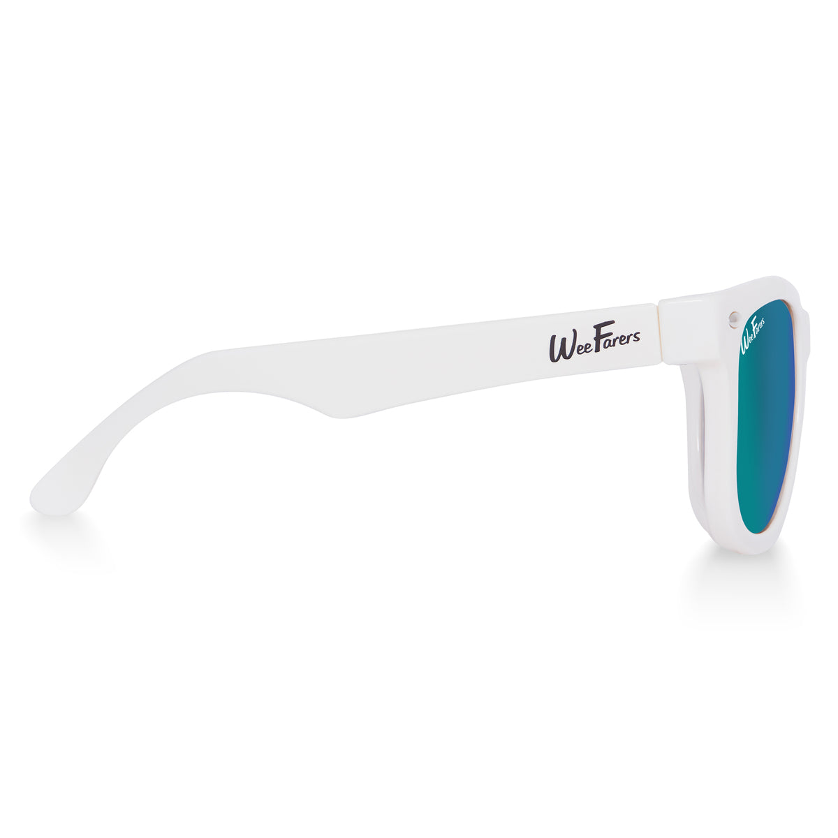 Polarized WeeFarers Baby Sunglasses White and Sea Green side